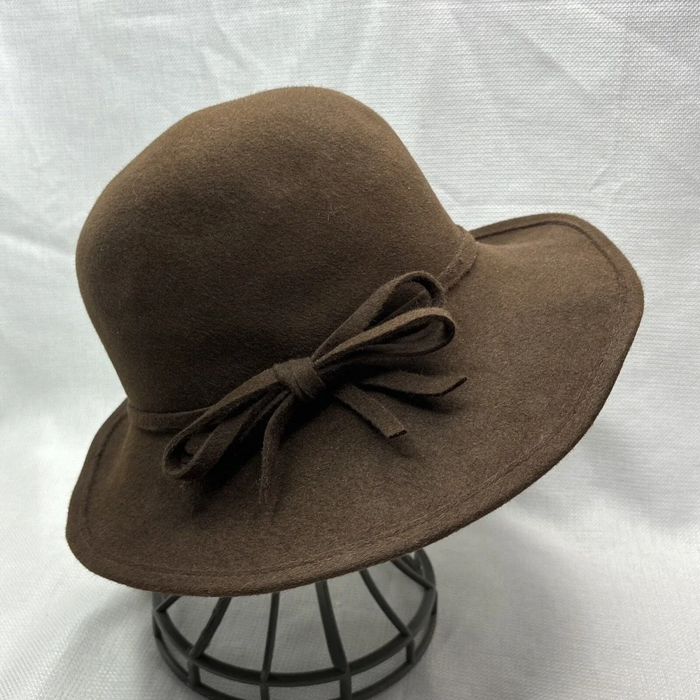 Vintage‎ 80s Hat Jeanne Marie Women's Wool Felt Brown Church Derby Kathy Retro